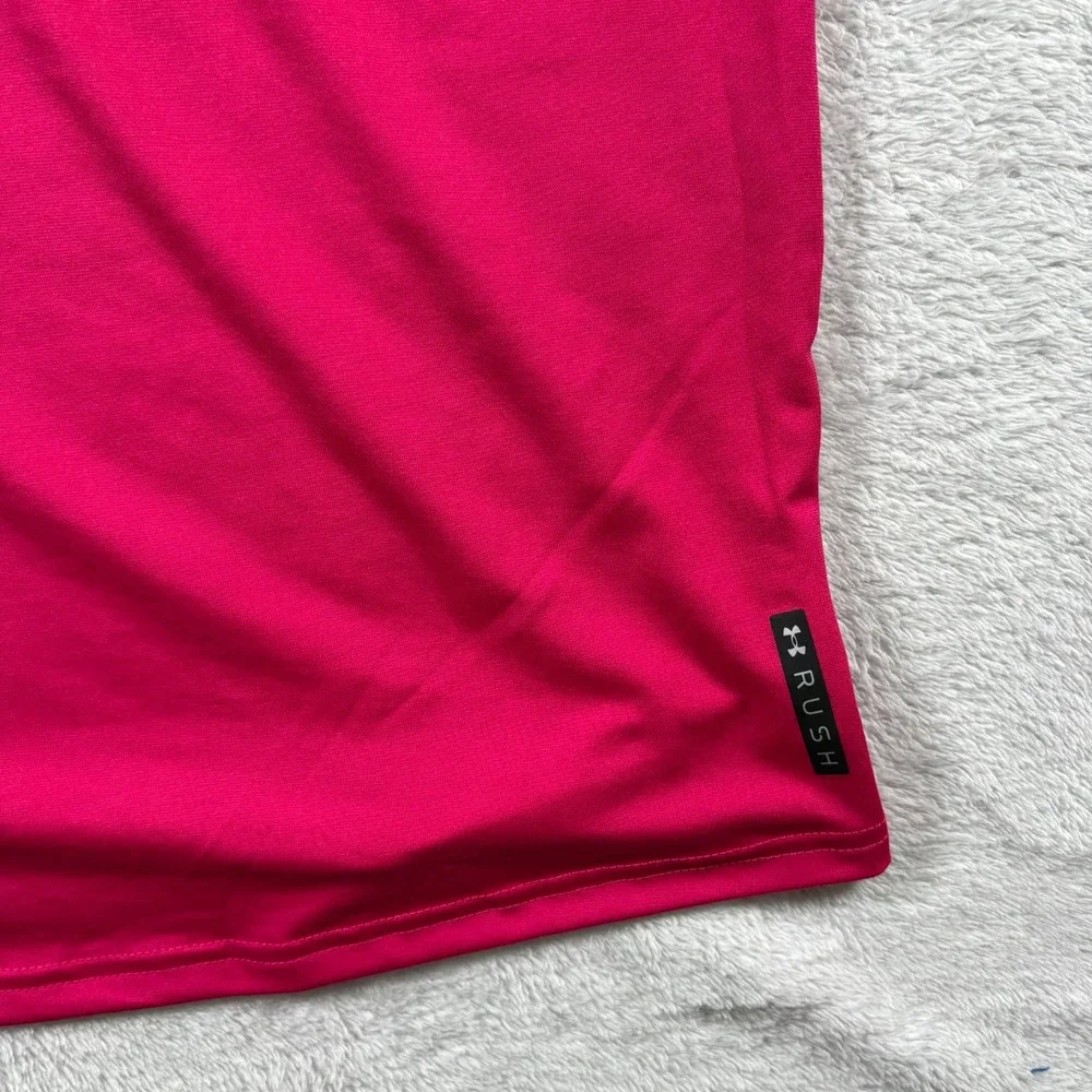 Under Armour Rush Vanish Energy T Shirt Men Medium Pink Stretch Embroidered Logo